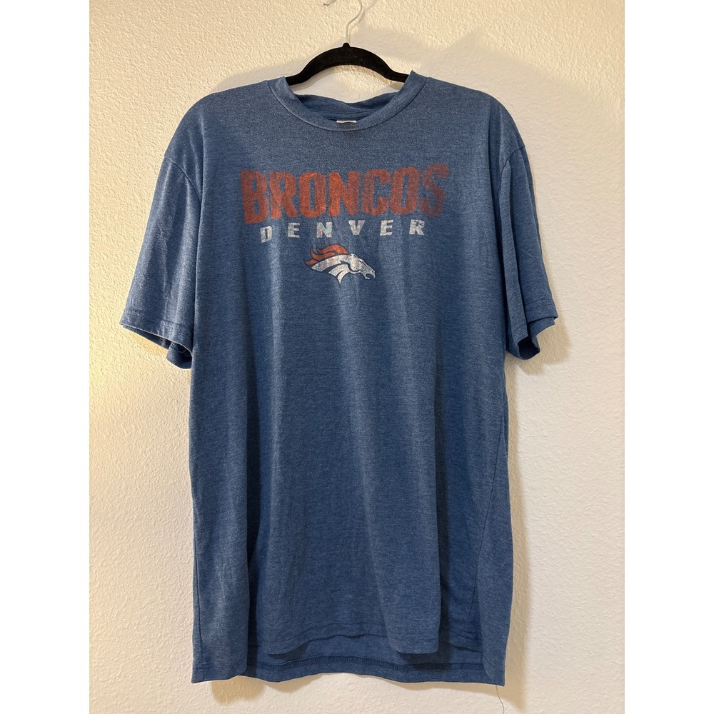 NFL Team Apparel Denver Broncos T-Shirt Blue Heather Sleepwear Mens Large